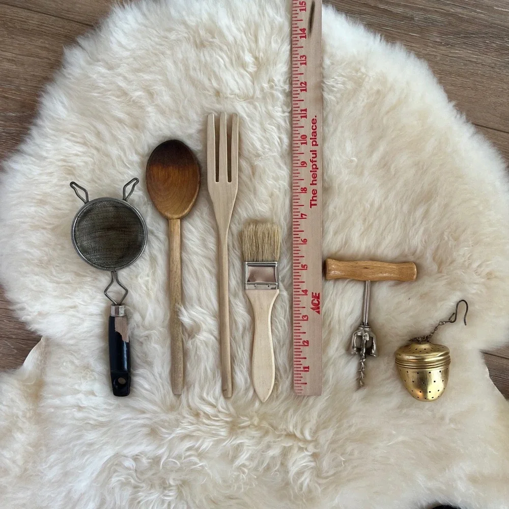 Vintage Rustic Wooden Utensils Kitchen‎ Bundle